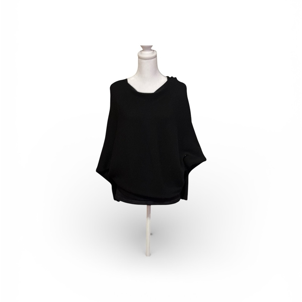Joan Vass crewneck bat wing Black knit sweater